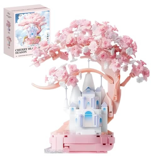 Cherry Blossom Castle Building Sets, Mini Blocks Building Sets for Adults, Sakura Castle Building Blocks Sets for Girls aged 8-12, Gift idea for Women (519 Pecies)