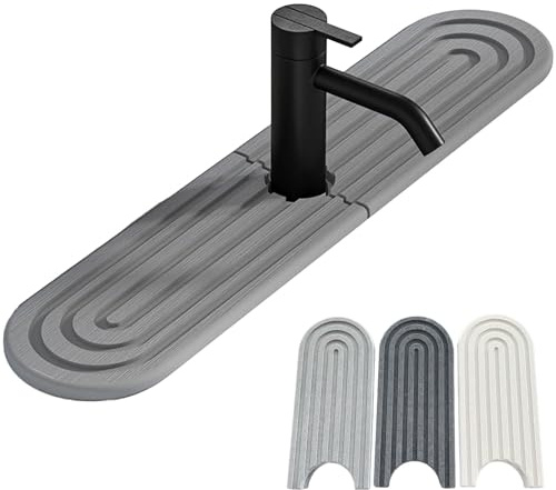 JYEVERC Instant Drying Stone for Tap, (24'' x 4'') Stone Drying Mat for Kitchen Sink, Instant Dry Sink Organizer, Countertop Fast Drying Rack, for Sponge Soap Dispense Home Decor, Super Absorbent
