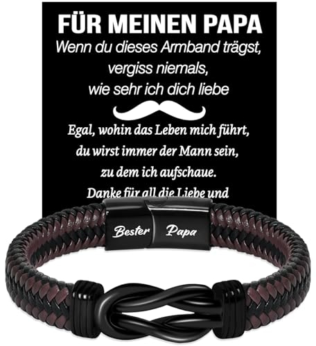 Coldbling Weihnachtsgeschenke für Papa - Bester Papa Armband Geschenk Weihnachten Vatertag Geburtstag Vater Armbänder Geschenke Herren Männer Lederarmband Vatertagsgeschenk für Papa