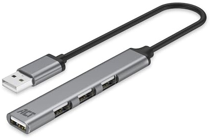 ACT USB Hub 2.0, 4 Ports, Aluminum, 18cm - AC6225 | 4x USB 2.0 - 480Mbps