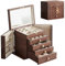 Baolivi Schmuckkästchen aus Holz Schmuckkasten Groß für Damen, Massivholz Vintage Schmuckschatulle Schmuckbox 4 Schubladen mit Spiegel und Schloss, 5 Ebenen Schmuckaufbewahrung für Schmuck, Ohrringe