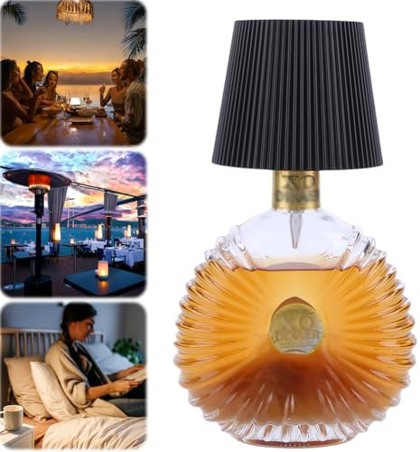 Lampe sans fil pour col de bouteille, embout LED rechargeable, abat-jour pour bouteilles, lampe tactile sans fil, 3 couleurs, pour bars, restaurants (noir B)