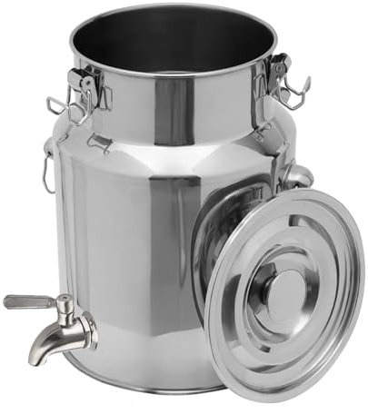 KELUNIS Bricco per Latte in Acciaio Inox Barili per Il Trasporto del Latte con Rubinetto E Coperchio A Tenuta per Conservare Liquidi E Solidi,9L