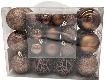 M.Kritzinger's Weihnachtskugel-Set, 50 Stück Weihnachtskugeln aus Kunststoff, Braun, ⌀ 3-6 cm
