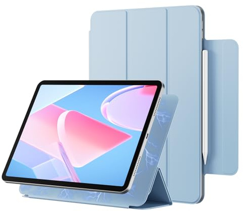 KVTVOU Case for iPad Air 11 Inch 2026/2025/2024, for iPad Air 5th/4th Generation 10.9 Inch 2022/2020, Strong Magnetic Attachment, Thin & Lightweight Trifold Stand Cover, Auto Sleep/Wake, Sky Blue