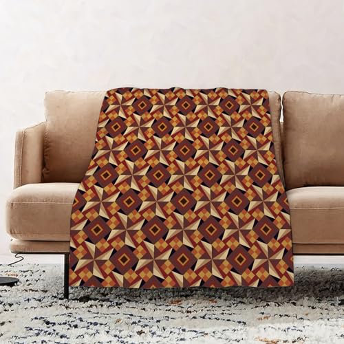 EOMKSE Kuscheldecke Flauschig Decke - weiche warme Fleecedecke 150x200cm als Decke Sofa,Retro 60er 70er Vintage Geometrisches Rund- und Dreieckmuster Kunstbild, Blas,Wohndecke oder Couchdecke überwurf