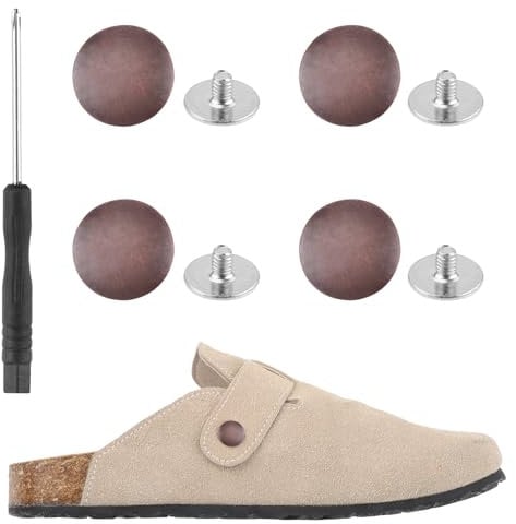 4pcs Replacement Rivets for Boston Clogs Shoes, Easy Install Strap Button Replacement Compatible with Boston Footbed Clogs Shoes with Screwdriver and Screws for Women Men (Red Bronze)
