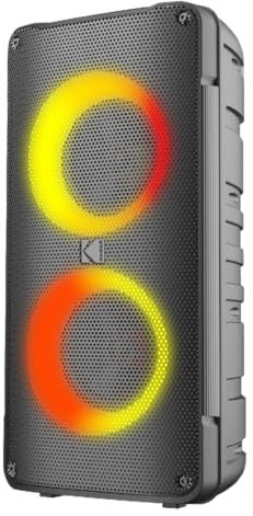 KODAK Enceinte Party Portable PRPS-1775 - Double Woofer 4, Bluetooth, TWS, USB/TF, Entrée AUX & Micro Karaoké, Effets Lumineux Disco, Batterie 3000mAh, Micro sans Fil Inclus - Noir