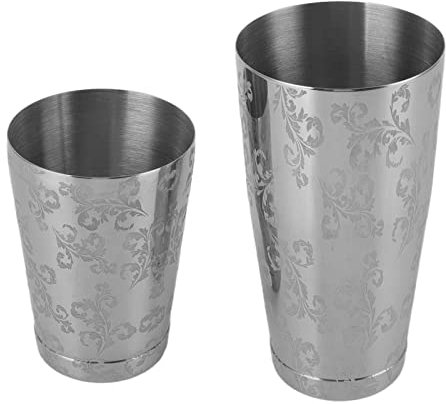 Shaker à Cocktail en Acier, Shaker à Martini gravé, Argent, Mélangeur de Bar Boston Américain Japonais à Fond (À fond)