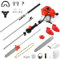 52cc Petrol Strimmer, 5 in 1 Multi Function Petrol Hedge Trimmer Garden Strimmer, String Trimmer, Brush Cutter with 3T Blade, Steel Wire Strimmer Weed Chainsaw