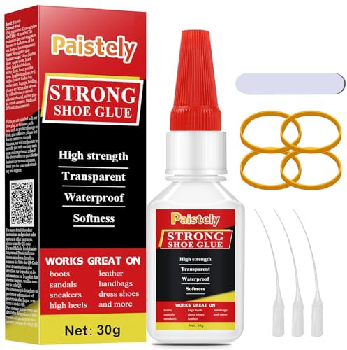 30g Instant Shoe Glue Sole Repair, Professional Grade Super Shoe Fix Adhesive, Clear Waterproof Quick Dry Shoe Glue for Soles Boots Sneakers Heels Hiking Shoes Leather Handbags