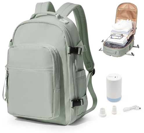 bergsalz Vakuum Rucksack,Airbag Rucksack Handgepäck Flugzeug,Easyjet Handgepäck 45x36x20,Vakuum Reiserucksack Mit Vakuumsystem Damen Herren Grau Grün