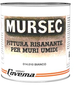 MURSEC – Pittura risanante per muri umidi, antimuffa e traspirante – Copolimero acrilico – Copertura 4‑5 m²/L – Bianco, formato 0,75/ L per interni