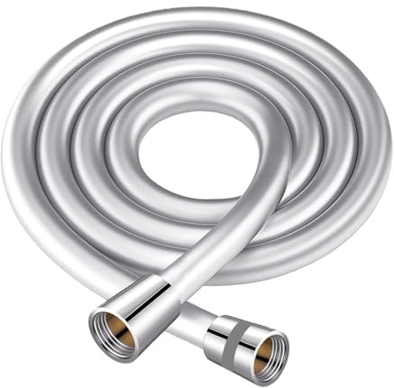 Duschschlauch 1,2m, für Handbrause, Duschsystem, Chrom, Silber | Universal Glattes PVC Brauseschlauch,Duschschlauch Kurz,Shower Hose mit Messinganschlüssen & Dichtungen, Anti-Knick,Leckfrei
