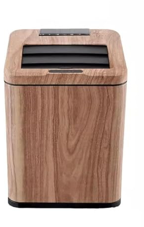 PUZYI Poubelle Poubelle intelligente avec capteur, design rétro chinois imitation bois, for cuisine, salon et salle de bain Poubelles(Original Wood Color,10L)