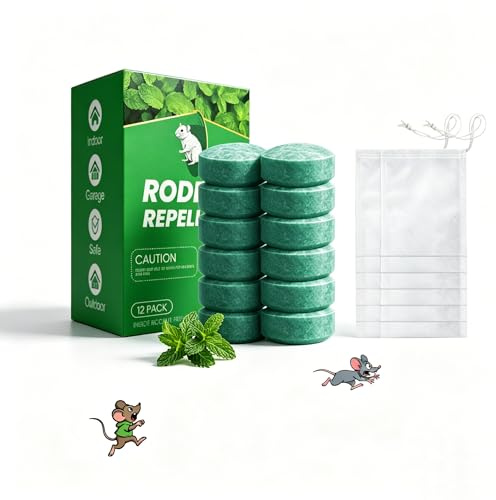 Dyiouxin Repellente per Topi Naturale,12pc Repellente Topi,disabituante con Olio di Menta piperita,Ideale per Casa, Garage e Auto
