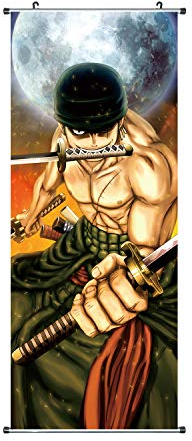 CoolChange Großes One P. Rollbild/Kakemono aus Stoff | Poster 100x40cm | Motiv: Lorenor Zorro