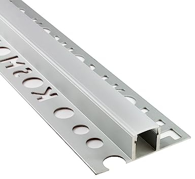 LED Aluprofil T77 Bordüre 12mm silber Fliesenprofil + Abdeckung Fliesen für LED-Streifen-Strip 1m milky