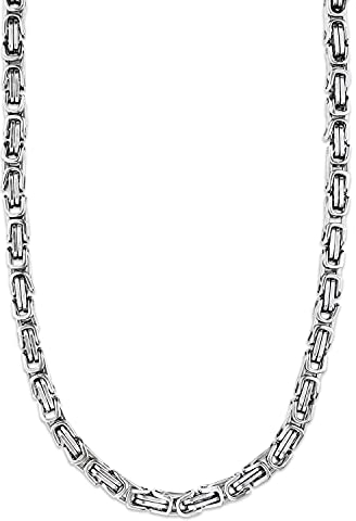 König Design 5 mm Königskette Armband Herrenkette Männer Kette Halskette Panzerkette, 21 cm Silber Edelstahl Ketten