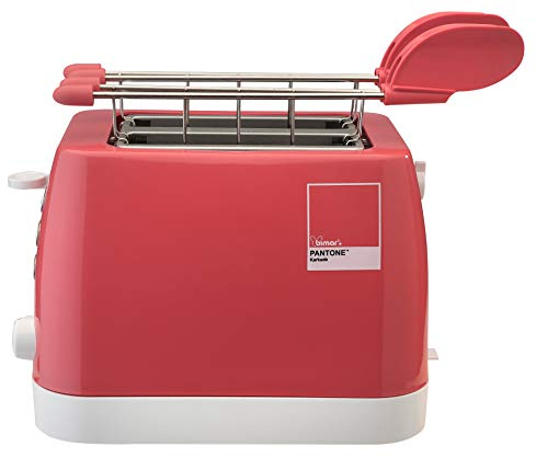 Bimar PMS150 Elektrischer Toaster Pantone mit Zangen aus Edelstahl, Gehäuse aus Kunststoff mit Kabelaufwicklung, Toastzange für Farciti, Toaster, Ständer aus Edelstahl, Farbe: Karkadé