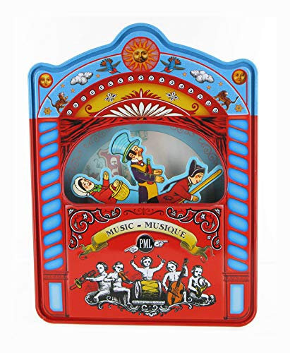 Lutèce Créations Music Box Animated Metal Chromolithographed in the Shape of a Theatre on the Theme of Puppets and Guignol – La Vie en Rose (Louiguy/Edith Piaf)