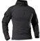 Taktisches Langarm-Shirt für Herren, Militär-Stil, atmungsaktiv, Jagd, Kampf, schnell trocknend, Outdoor-Oberteile, 1/4-Reißverschluss, Camouflage, Airsoft-Shirts, Schwarz , XS