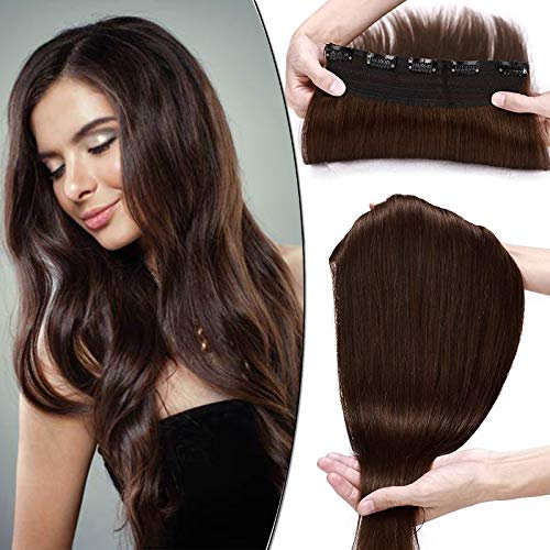 SEGO Haarverlängerungen Clip in Extensions DICKER 7A 100% Echtes menschliches Haar 1 Teilig 5 Clips Dichter Haarteil Remy Echthaar Glatt Mittelbraun#4 20(50cm)-95g