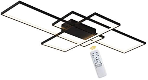 GaoHX Wohnzimmerlampe Modern 115W LED Decke Dimmbar Acryl Lampenschirm Deckenleuchte schwarz Chic Eckig Designer-Lampe Esstischlampe Deckenlampe für Pendelleuchte Küche Flur Leuchten,140cm