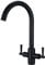 Matt Black Kitchen Taps Dual Lever Monobloc Kitchen Sink Tap Mixer Stainless Steel 360° Swivel Spout Twin Lever Black Sink Taps for Kitchens 1 Hole Peppermint