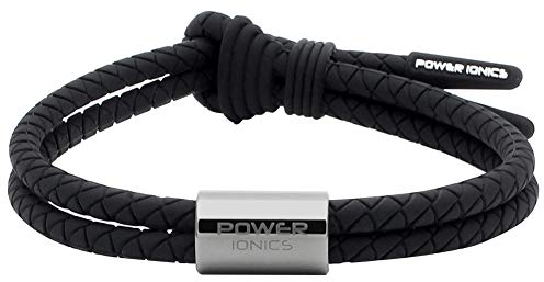 Power Ionics balance armband original, freundschaftsarmbänder, Schwarz Schutzarmband, surfer armband herren, Grauer Ring, 26 cm + verstellbar, geeignet für Handgelenke von 12–23 cm