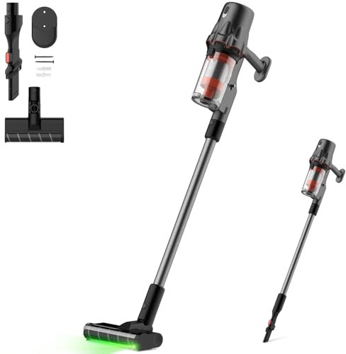 Deerma DEM-T30W Aspirapolvere senza filo 2 in 1 con Rilevamento Ottico della Polvere, Filtro HEPA, 23kPa, 240W e Spazzola Morbida