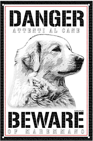 Lovelytiles MAREMMANO Targa Cartello ATTENTI al Cane Beware of Danger (Metallo, 15X20)