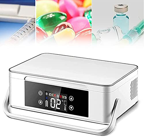 XYEJL Nevera Medicamentos Portatil Refrigerador De Insulina para Viaje, Caja Refrigerada De Medicina, Coche, Hogar, Oficina Mini Neveraportátil para Automóvil,White-220V-Battery*1