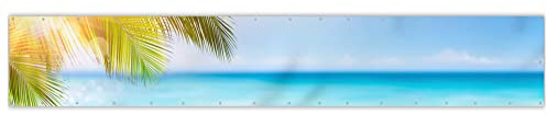 MuchoWow® Balkon Sichtschutz Sichtschutzmatte Balkonbanner Abdeckung für Terrasse Balkon Windschutz Blickdicht Wetterfest 500x90 cm Tropisch - Strand - Palme