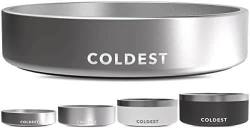 Coldest Dog Bowl - Anti Rust Metal, Non Slip, 3 Layers Insulated Stainless Steel Dog Bowls - Spill Proof & Heavy Duty - Water Bowl for Dogs, Cats, Dish Washer Safe (21 oz, Polished Stainless Steel)