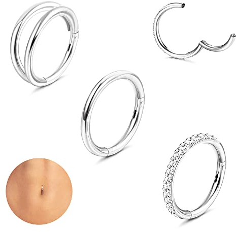 Adramata 3STK Bauchnabelpiercing für Damen Chirurgenstahl Bauchnabelpiercing Helix Conch Tragus Ohr Piercing Septum Piercing Bauchnabel Gold Silber Bauchnabelpiercing Ring Körper Piercing Schmuck