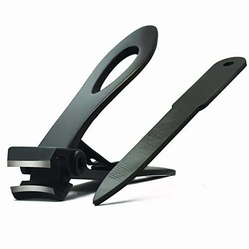 Nail Clippers for Thick Nails 15mm Wide Jaw Stainless Steel Fingernail and Toenail Clipper Set with Nail File Nail Cutter Accessories for Men and Women Black