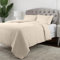 Mellanni Housse De Couette - Parure De Lit 2 Personnes avec Fermeture À Bouton - avec 2 Taies Oreiller 80x80 cm - (260x220cm, Beige)