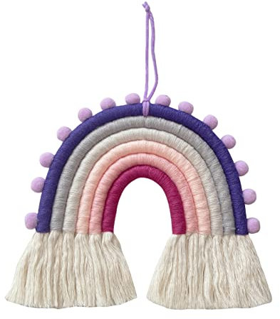 EXQUILEG Regenbogen Wandbehang,Wandteppich Boho Makramee Wandverzierung Bunter Makramee Wandteppich für Heimdekoration,Kinderzimmer (Farbe F)