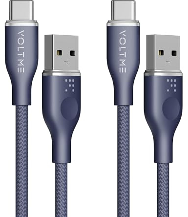 VOLTME Cable USB C Carga Rápida [1M, 2 pack] Cable Tipo C Nylon 60W, Compatible con iPhone 15 Pro Max, Galaxy S24 S23 S22, Huawei P50 P40 P30, Redmi 9A/10, Google Pixel, Azul