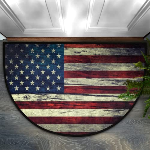 TropicalLife Halbrunde Fußmatte mit USA-Flagge, Amerika-Flagge, Willkommens-Fußmatten, Teppich für Haustür, Outdoor, Inneneingang, Zuhause, Küche, Schlafzimmer, 91,4 x 61 cm