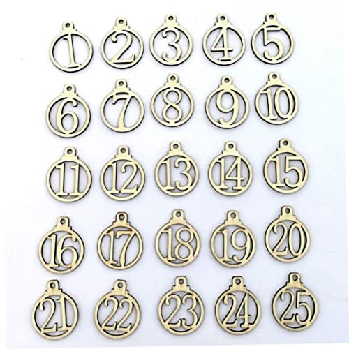 HoveeLuty Hanging Christmas Advent Calendar, Ornaments 1-25, Vintage Wooden Christmas Countdown, Advent Calendar Number, DIY Gift Tags