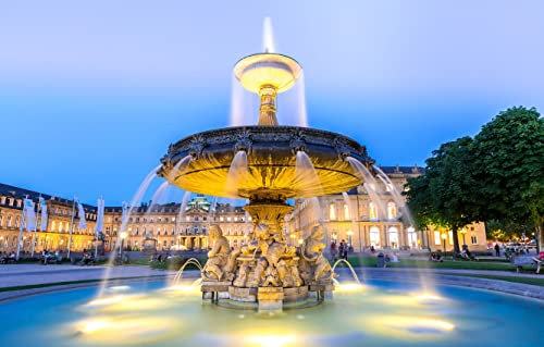 Puzzles 1000 Deutschland Brunnen Im Stadtzentrum Von Stuttgart 75 * 50Cm