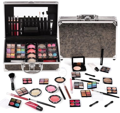 Schminkkoffer Damen Makeup Set (Goldbraun),Valentinstag Weihnachten Geschenk