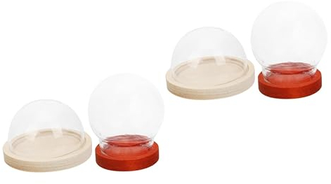 HOMSFOU 4 Stück Glaskuppel Glycerin Für Schneekugeln Schneekugel Selber Machen Schneekugeln Selber Machen Kunstschnee Kleine Pflanze Vitrine Aus Glas Glasholz Streichhölzer Mit Basis