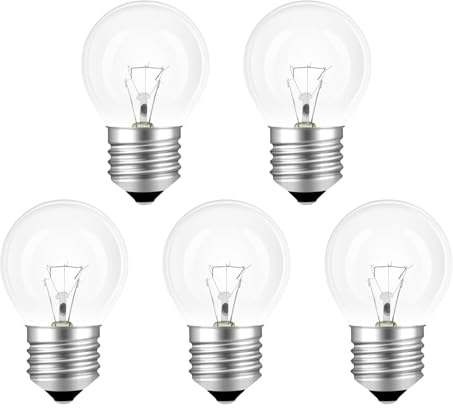 SCNNC Lampadina da Forno 300 Gradi E27 G45 230V Dimmerabile, 400LM Bianca Calda 2700K 45MM Lampadine Forno E27 G45 Lampadina per Forno, Lampada di Lava, Lampadario, Microonde, 5 Pezzi