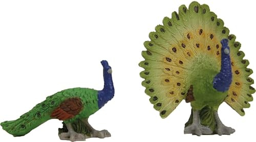 FADEDA 2X Pfauen, groß/Höhe:6 cm/handbemalt/detailgetreue Krippen Figuren - Weihnachten Tisch Dekoration Krippe Zubehör
