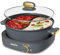 DEZIN Hot Pot Electric with Divider, 4L Electric Shabu Shabu with Dual-Flavor Pot,3.7 Depth Nonstick Dual Side Electric Pot with Multi-Power Control for Party, Family and Friend Gathering