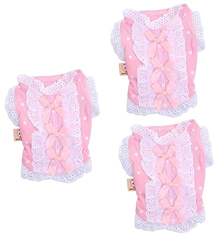 Beavorty 3piezas Ropa De Verano para Conejos y Chaleco De Encaje para Pequeñas para Interiores y Exteriores Color Rosa