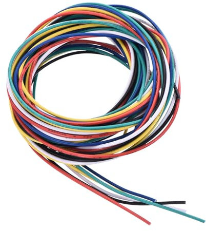 sourcing map 24 Gauge PVC Hookup Wire 1.5m/5ft 24AWG Flexible Electrical Wire UL1007 Tinned Copper Stranded 6 Color, 1.5mm Dia for Model Aircraft Electric Appliances Internal Connect